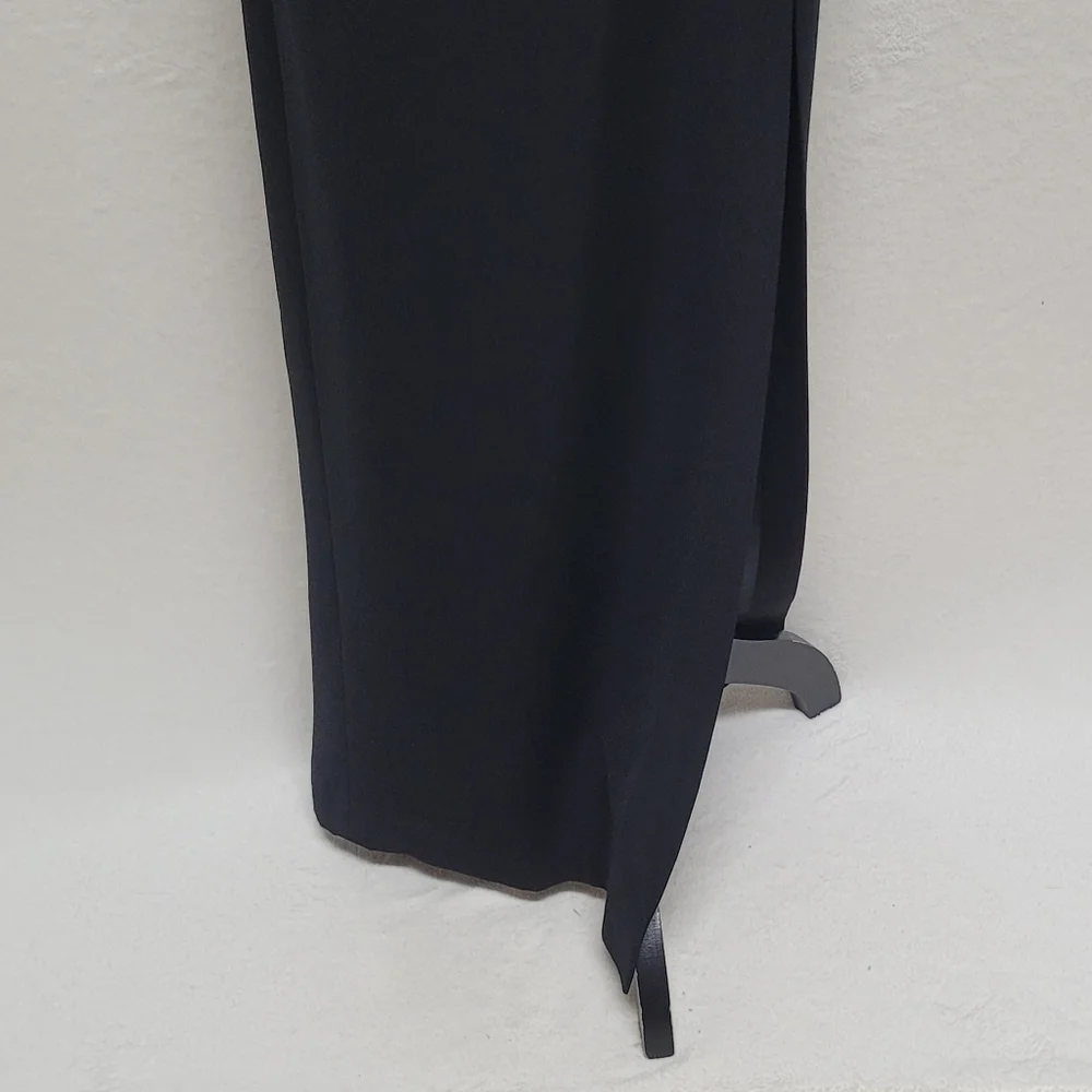 Vintage Andrea Polizzi Black Satin Crepe One-Shoulder Thigh Slit Backless Gown 6 - Picture 6 of 12